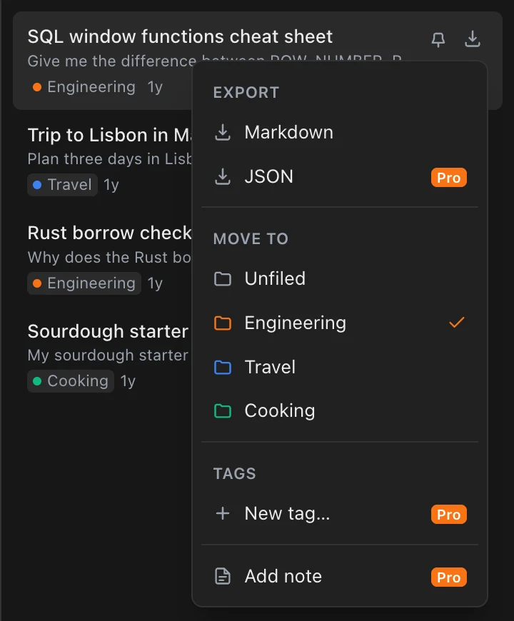 Stowlet panel: export